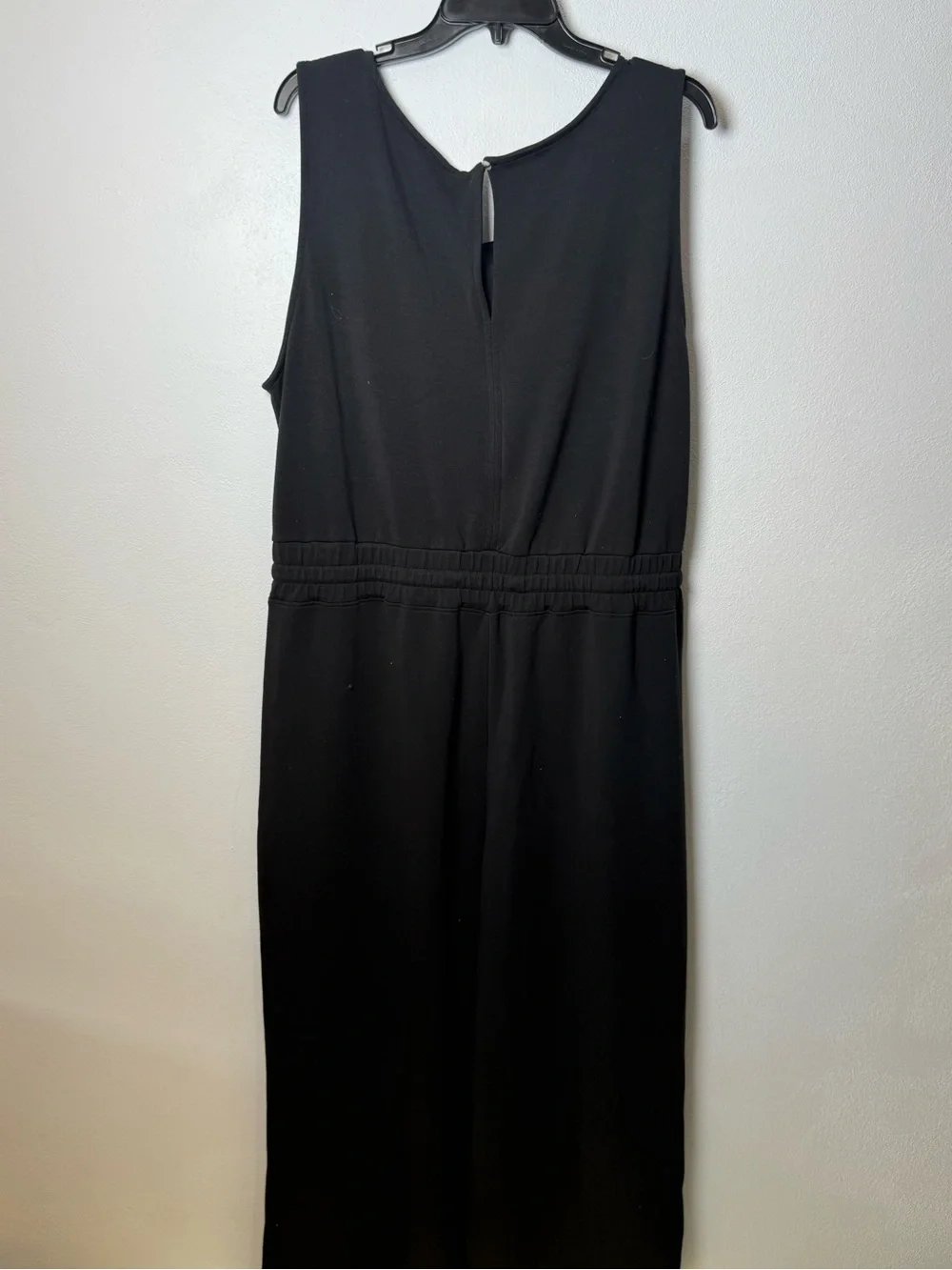 Nicole Miller Black Sleeveless Scuba knit Wide-Leg Drawstring Jumpsuit